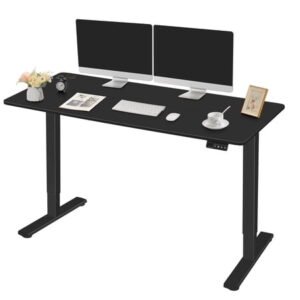 Homall 55" × 24" Electric Height Adjustable Standing Desk Home Office Computer Desk Memory Preset with T-Shaped Metal Bracket, Black