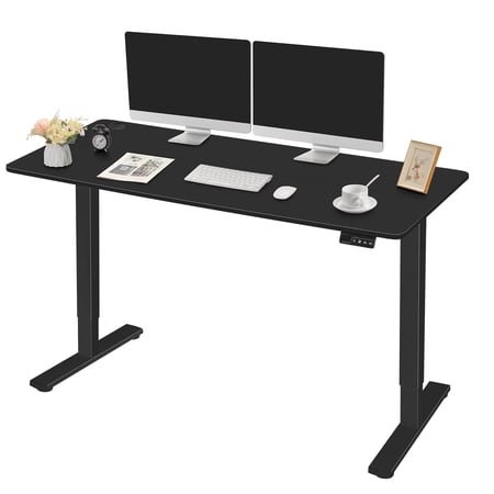 Homall 55" × 24" Electric Height Adjustable Standing Desk Home Office Computer Desk Memory Preset with T-Shaped Metal Bracket, Black