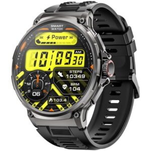 Mingdaln super large 55mm Military Smart Watch for Men, with Bluetooth Answer Make Calls/110+Sports Modes/30 Days Standby/IP68 waterproof,fits for Android and Iphone Devices (Zinc alloy Black)