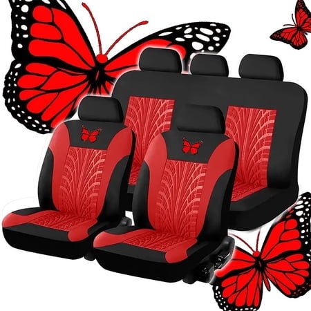 NIZELUK Full Set of Universal Car Seat Covers, Embroidered Car Seat Protector, Interior Accessories for Cars, Waterproof & Stylish Seat Covers for Vehicles