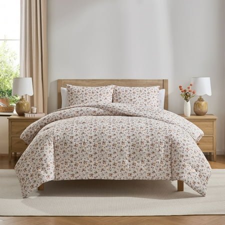 Virtu Comforter Sets, All Season Lightweight Floral Full Size Comforter Sets, 3-Pc Bedding Sets, Red Rose Duo
