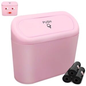 Sosolong Pink car Trash can with lid, Accessories Include 1 Universal car Leak-Proof Trash can with 45 Trash Bags, Suitable for Most Models of car Interior Storage Accessories