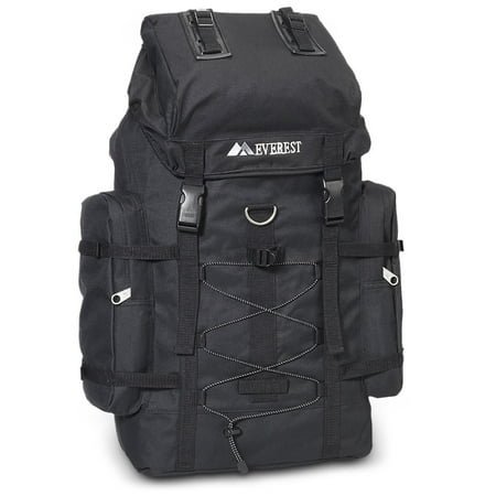 Everest Multi-compartment Snap Buckle Hiking Backpack, Black