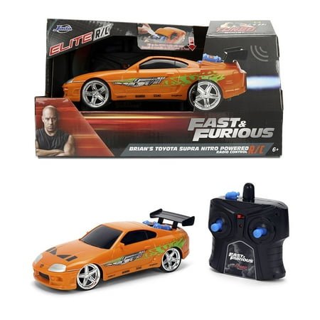 Jada 1:24 Fast & Furious Vapor RC Brian’s Toyota Supra with NO2 Speed Boost, Simulated Flaming Exhaust, Ages 8+