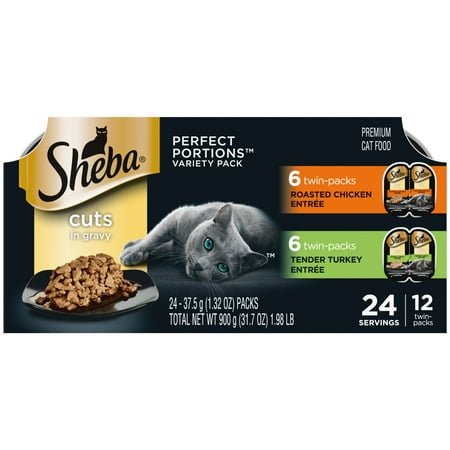Sheba Perfect Portions Variety Pack Cuts In Gravy Cat Food, 2.6 Oz Twin-Pack Trays (12 Count)