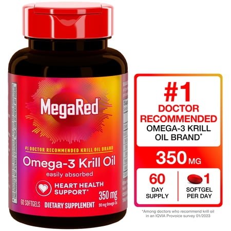 MegaRed 350mg Superior Omega-3 Krill Oil, 60 Softgels