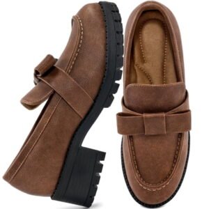 Ecetana Womens Loafers Shoes Platform Chunky Penny Loafer Comfortable Slip On Work Business Casual Dress Shoes