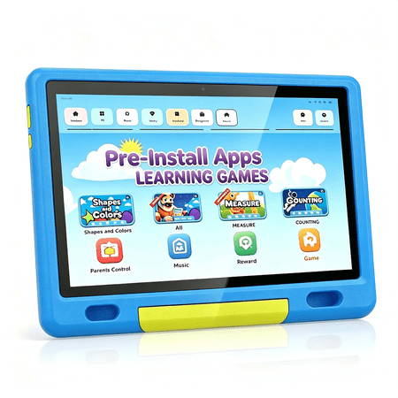 AEEZO 10-inch Kids Tablet, HD IPS Display Tablet for Kids, 6GB RAM, 64GB ROM, Quad-Core Processor, Kidoz Pre Installed& Kids Education, Parental Control,-Proof Case (Blue)