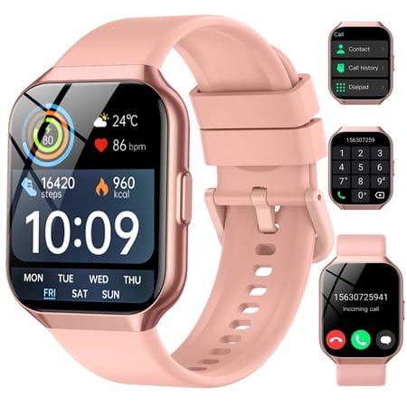 2026 NEW Smart Watch, 1.96''HD Screen SmartWatch for Men Women's, Answer/Make/Message, 100 Sports Modes, IP68 Waterproof Fitness Tracker Compatible with Android and iPhone, Holiday Gifts,Pink