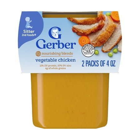Gerber 2nd Foods Baby Foods, Vegetable Chicken Dinner, 4 oz Tubs (2 Pack)