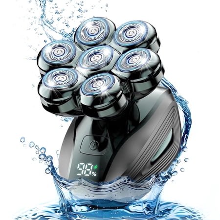 Nogroa Head Shavers for Bald Men, 7D Electric Razor, Cordless Rechargeable Wet/Dry IPX7 Waterproof Hair Beard Trimmer with Rotary Blades & Brush, LED Display, Grooming Shaving Kit Gift for Men