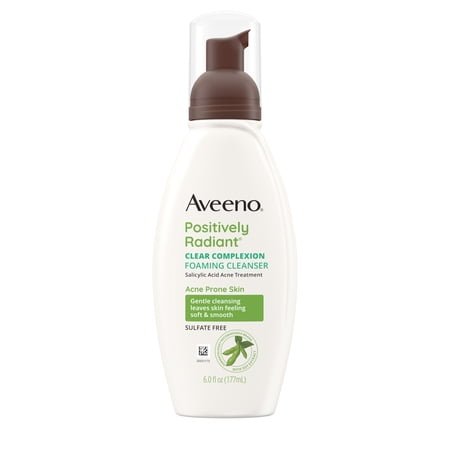 Aveeno Positively Radiant Clear Complexion Foaming Facial Cleanser, 6 Fl oz
