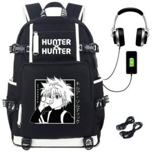 Roffatide Anime Hunter x Hunter Killua Zoldyck Laptop Backpack with USB Charging & Headphone Ports