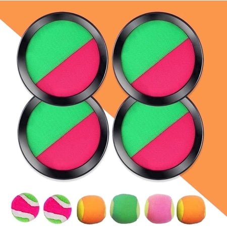 GVDV Toss and Catch Game Set, with 4 Paddles & 6 Balls for Outdoor Games,Velcro Ball and Catch Toy for Backyard Games