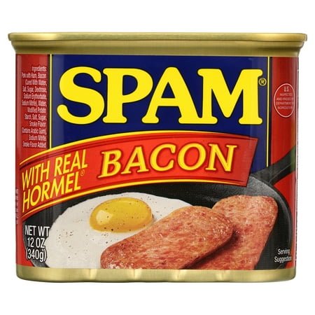 SPAM with Real HORMEL Bacon, 12 oz Aluminum Can, Canned Meats, 7 G Protein per Serving