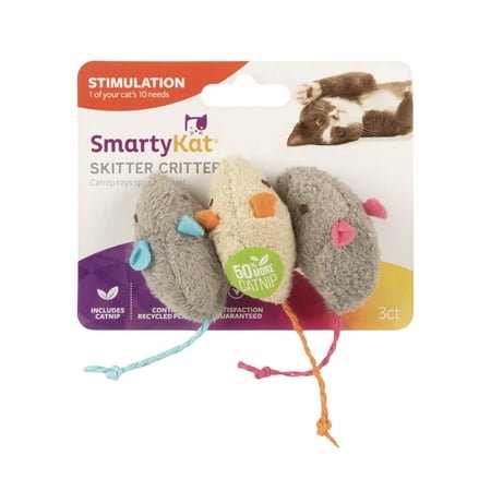 SmartyKat Skitter Critters Mice Catnip Cat Toys, 3 Count
