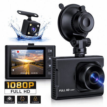 NEXPOW Dash Cam Front and Rear, 1080P Full HD Dash Camera, Dashcam with Night Vision, Car Camera with 3-inch LCD Display, G-Sensor, Loop Recording, WDR