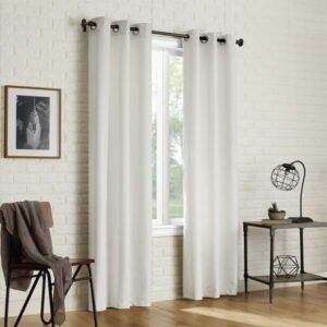 Sun Zero Arlo 2-Piece Textured Thermal Insulated Room Darkening Grommet Curtain Panel Pair, Pearl White, 40"W x 63"L