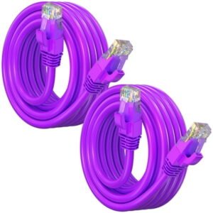 Maximm Cat 6 Ethernet Cable 8 ft (2-Pack) - High-Speed LAN Cable, Internet Cable, Patch Cable, and Network Cable - UTP, 10Gbps, 550MHz Ethernet Cord - Purple