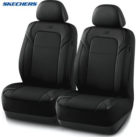 Skechers Premium Leather Car Seat Cover – Front Seat, Durable, Breathable, Universal Fit for Cars, SUVs, and Trucks - Black