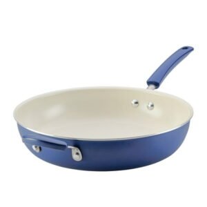 Farberware Easy Clean 12.5 Inch Ceramic Nonstick Frying Pan / Skillet with Helper Handle, Dishwasher Safe, Blue