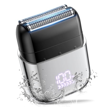 delpattern Electric Razor for Men, Foil Shaver, Mini Cordless Razor, IPX7 Waterproof Wet Dry Shaver, Type C Rechargeable, LED Display, Travel Lock, 100 Minute Runtime
