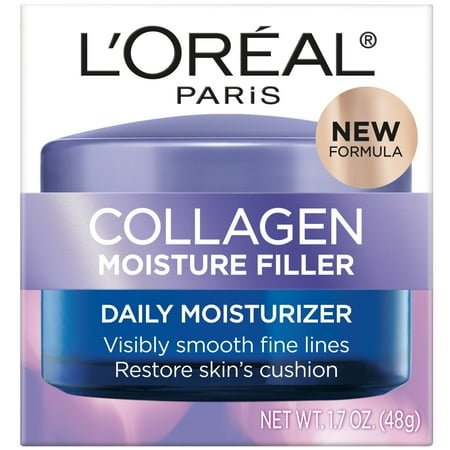 L'Oreal Paris Collagen Moisture Filler Face Cream, Anti-Aging Face Moisturizer, Non-Greasy Skin Care Formula for Up to 48HR Hydration, 1.7oz