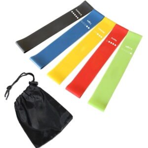 Resistance Loop Exercice Bands with Instruction Guide and Carry Bag, Pilates Flexbands, Set of 5