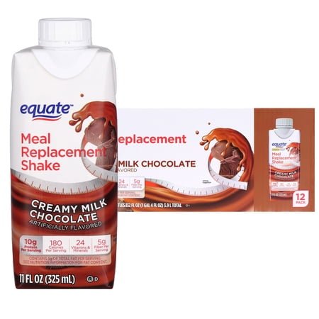 Equate Meal Replacement Shake, Creamy Milk Chocolate, 11 fl oz, 12 Count