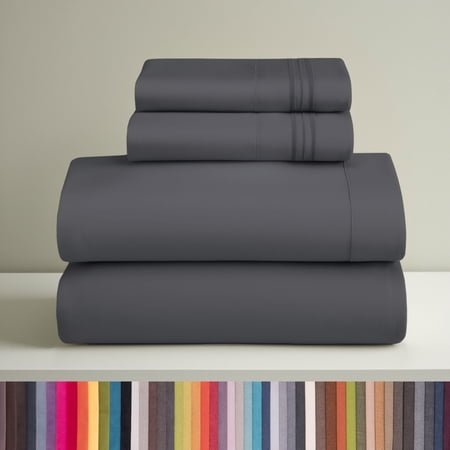 Clara Clark Queen Sheets Set, 1800 Series 4 Piece Deep Pocket Sheets, 100% Soft Microfiber Bed Sheets Set, Gray