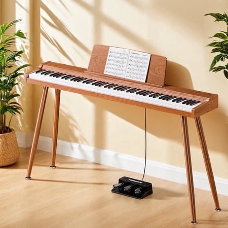 TERENCE 88 Key Piano Keyboard Digital: 88 Key keyboard Piano Semi-Weighted Full Size Premium Sound MIDI Headphone Jack Triple Pedal for Beginners to Professionals