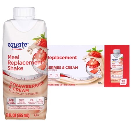 Equate Meal Replacement Shake, Strawberries and Cream, 11 fl oz, 12 Count