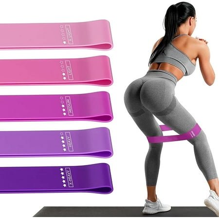 Resistance Loop Exercise Bands Exercise Bands for Home Fitness, Stretching, Strength Training, Physical Therapy,Elastic Workout Bands for Women Men Kids, Set of 5
