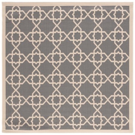 SAFAVIEH Courtyard Carol Geometric Indoor/Outdoor Area Rug, 6'7" x 6'7" Square, Grey/Beige