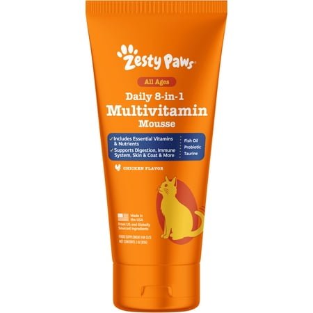 Zesty Paws 8-in-1 Multivitamin Mousse Chicken Flavor Cat Supplement, 3 oz tube