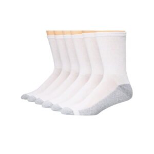 Hanes Double Tough Men's Big & Tall Cushion Crew Socks, 6-Pairs White 12-14