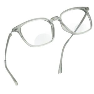LifeArt Bifocal Reading Glasses with Round Lenses, Blue Light Blocking Glasses for Women Men, Anti Glare, Reduce Eyestrain (Gray,+0.00/+2.75 Magnification)