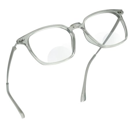 LifeArt Bifocal Reading Glasses with Round Lenses, Blue Light Blocking Glasses for Women Men, Anti Glare, Reduce Eyestrain (Gray,+0.00/+2.75 Magnification)