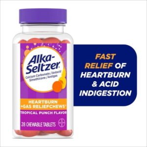 Alka-Seltzer Heartburn + Gas ReliefChews, Antacid Chews for Acid Indigestion Relief, 28 Ct