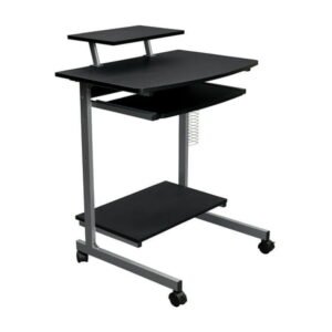 Techni Mobili Wood & Steel Compact Computer Cart with Storage in Graphite Gray