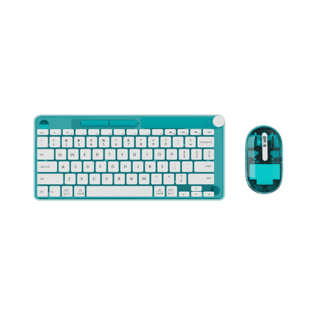 Incipio Translucent Slim Wireless Keyboard and Mouse Combo, 2.4 Ghz Wireless, Multimedia Controls, Compact Layout-Turquoise