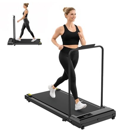 Alvantor 2.5HP Walking Pad Treadmill, Manual Incline Under Desk Treadmill with Shock Absorption for Small Apartments, Black