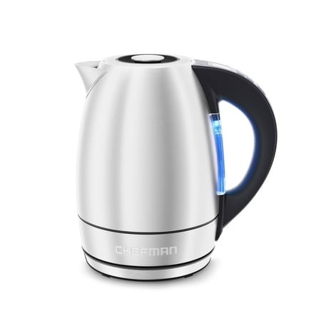 Chefman 1.8 Liter Electric Kettle, 1500W Rapid Water Boiler with Lift-Out Lid – Stainless Steel
