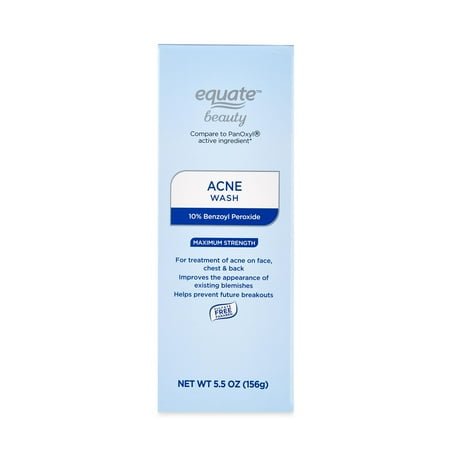 Equate Maximum Strength Acne Foaming Wash Face and Body Cleanser with 10% Benzoyl Peroxide, 5.5 oz