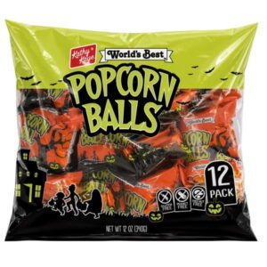 Kathy Kaye's Halloween Sweet & Salty Popcorn Balls, 12 Count. Gluten Free, Peanut and Tree-Nut Free