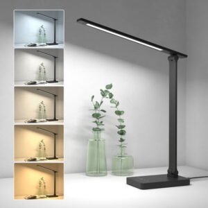 Lepro LED Desk Lamp Touch Control Metal Desk Light 9.5W 800lm 5 Color Modes 5 Brightness Levels Dimmable Home Office Desktop Lamp for Reading, Studying, Nail, College Dorm, Black