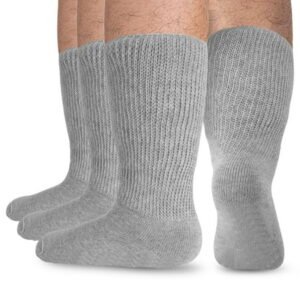 NOVAYARD 3 Pairs Socks for Men Women Wide Crew Edema Bariatric Hospital Socks
