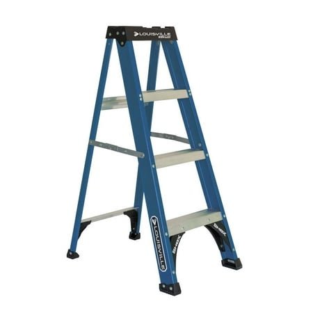 Louisville Ladder 4' Fiberglass Step Ladder, 8' Reach, 225-lb Capacity, W-3217-04