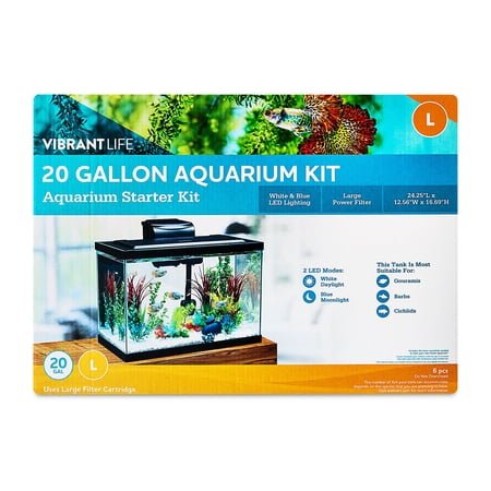 Vibrant Life 20 Gallon Aquarium Starter Kit with Blue & White LED Lights