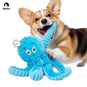 Xekoro Squeaky Dog Toys for Aggressive Chewers, Octopus-Tug of War Dog Toys for Large Breed Tough Interactive Stuffed Dog Chew Toys for Puppies Small & Large Dogs